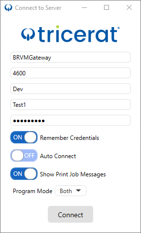 Connect to Server dialog