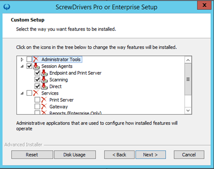ScrewDrivers v7 Pro installation component selection