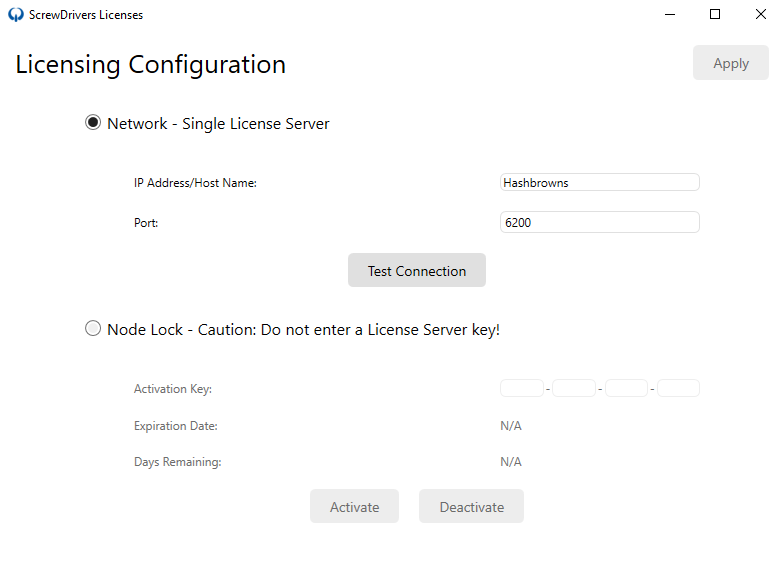 ScrewDrivers v7 licensing configuration