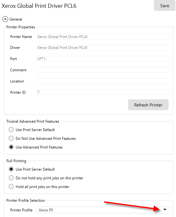 Printer assignment dialog