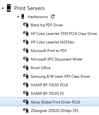 ScrewDrivers Administration - Select printer