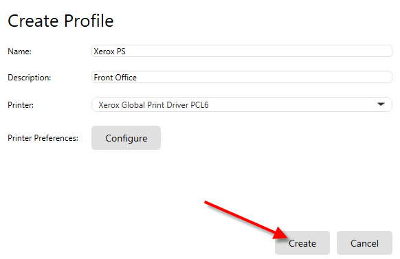 Profile created successfully