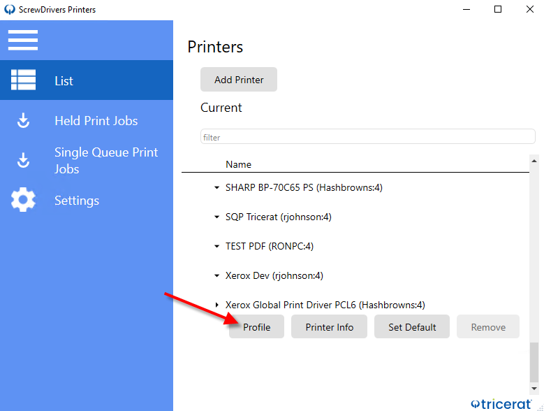 ScrewDrivers Printers applet